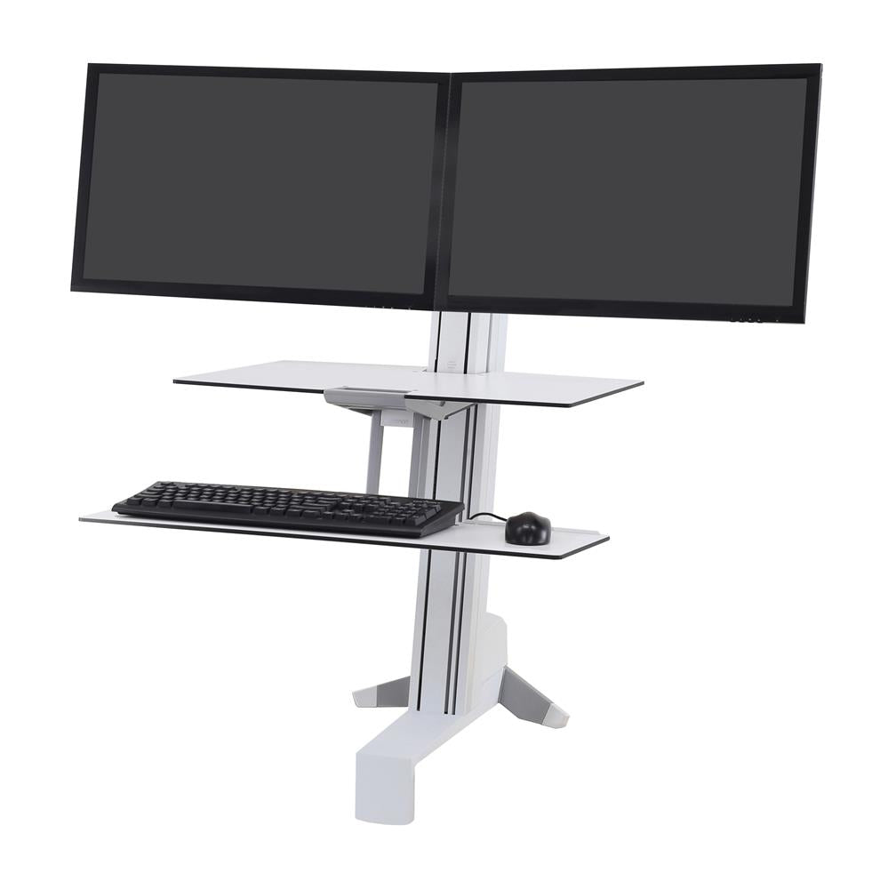 ErgoTron WorkFit-S, Dual Workstation with Worksurface (White)