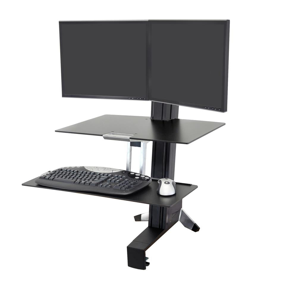ErgoTron WorkFit-S, Dual Workstation with Worksurface (Black)