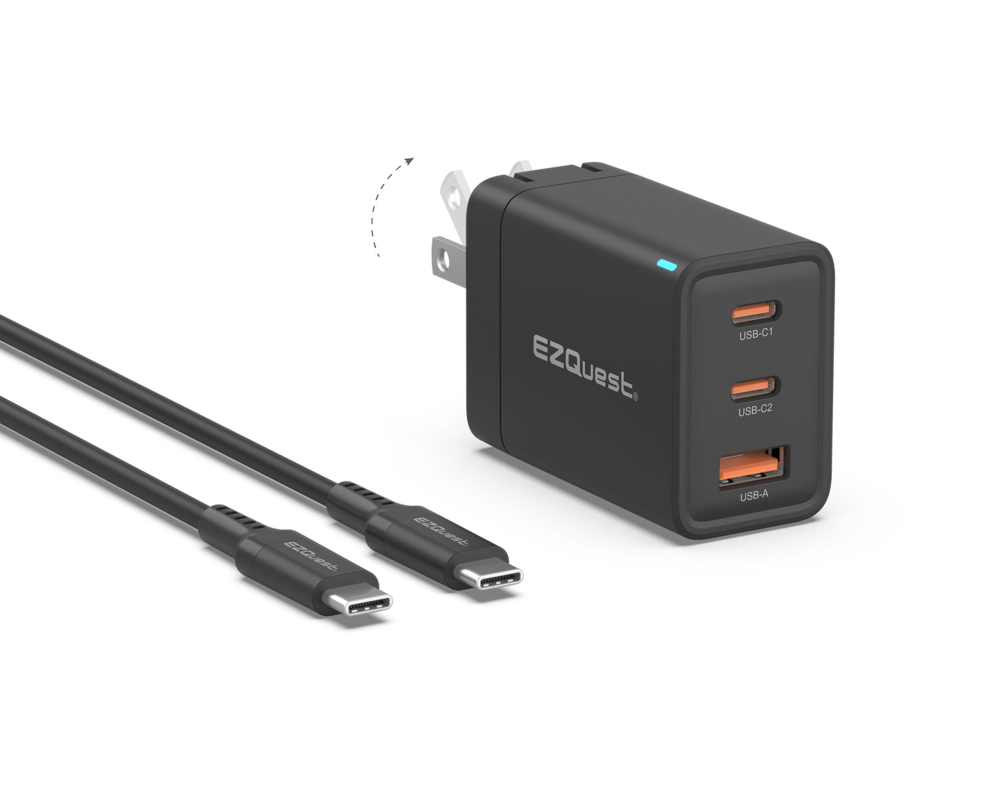 EZQuest UltimatePower 65W GaN II USB-C PD Wall Charger - Black