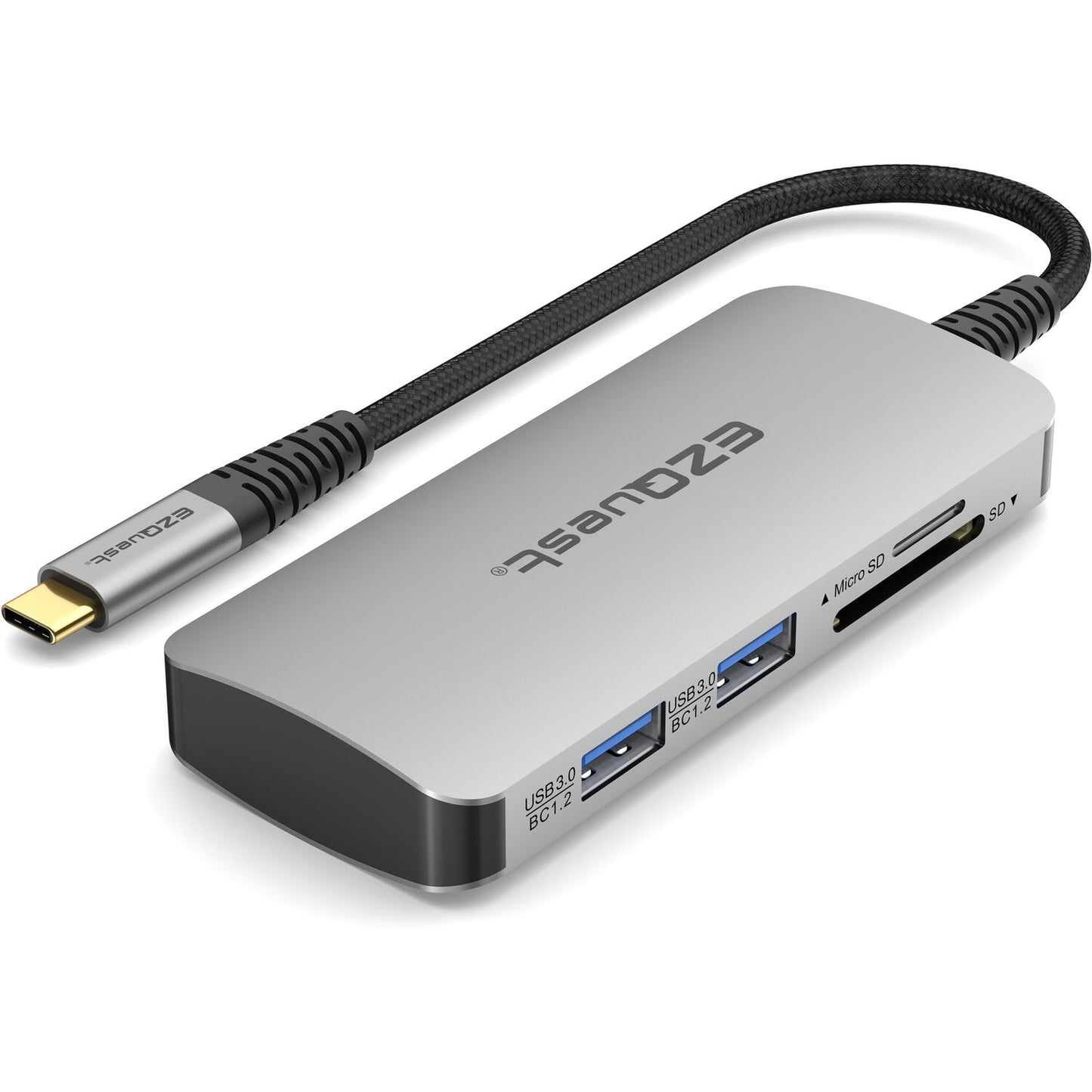 EZQuest USB-C Multimedia 8-in-1 Hub, HDMI 4K, 100 Watts USB-C Power Delivery with (FRS) or 5Gbps Data, 2 x USB-C Ports, 2 x USB-A 3.0 Ports, SD and Micro SD