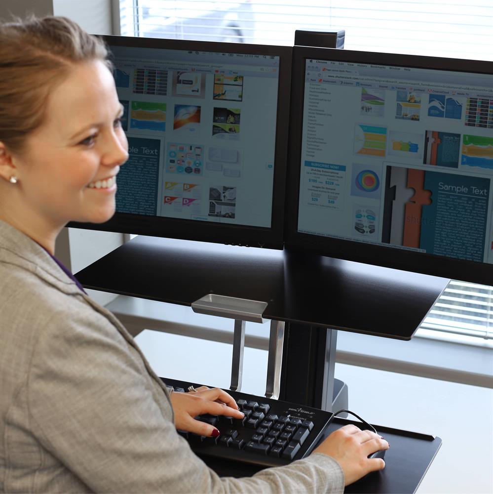 ErgoTron WorkFit-S, Dual Workstation with Worksurface (Black)