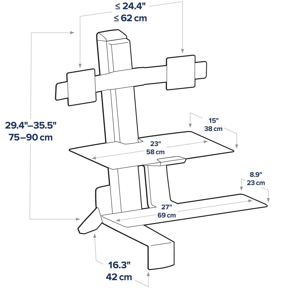 ErgoTron WorkFit-S, Dual Workstation with Worksurface (White)