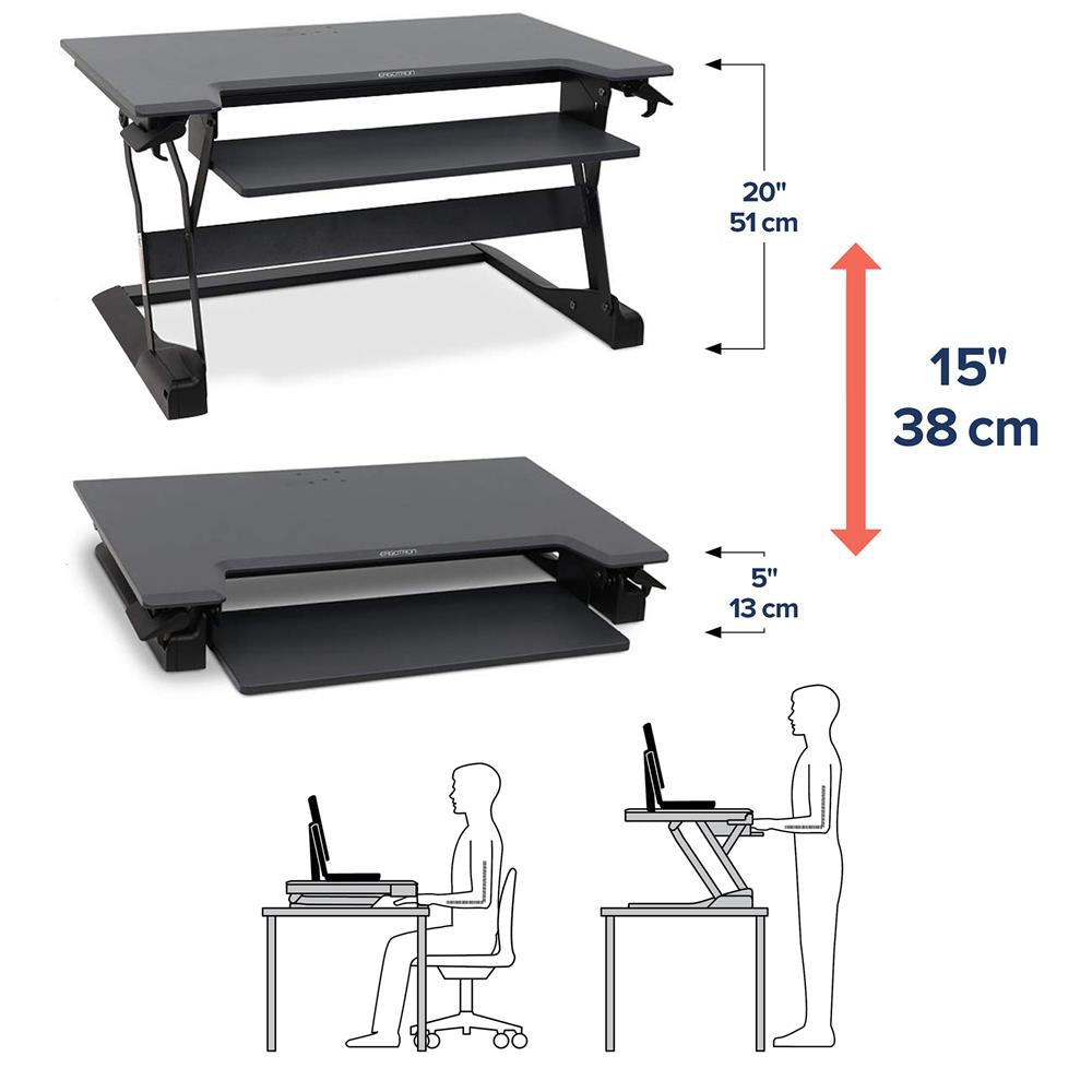 Ergotron WorkFit-TL, Standing Desk Workstation (Black, Grey Surface)