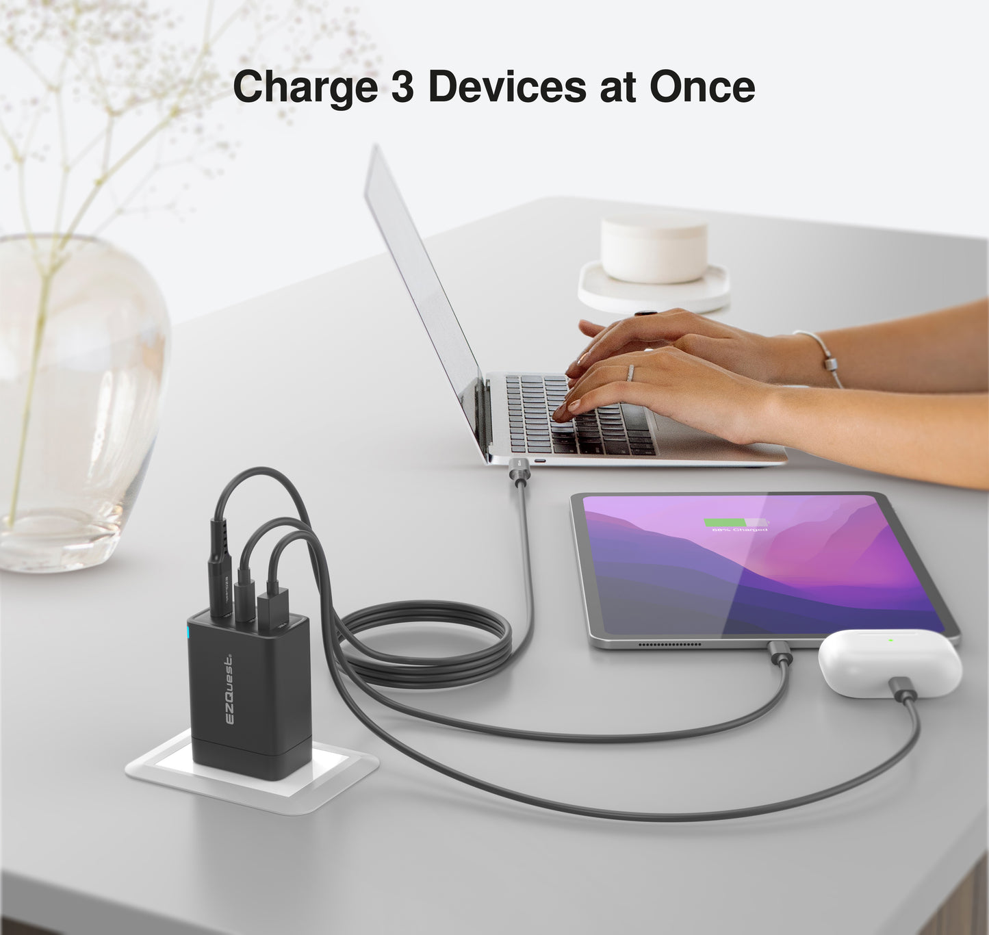 EZQuest UltimatePower 65W GaN II USB-C PD Wall Charger - Black