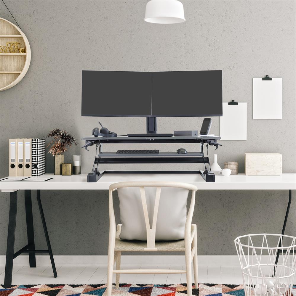 Ergotron WorkFit-TL, Standing Desk Workstation (Black, Grey Surface)
