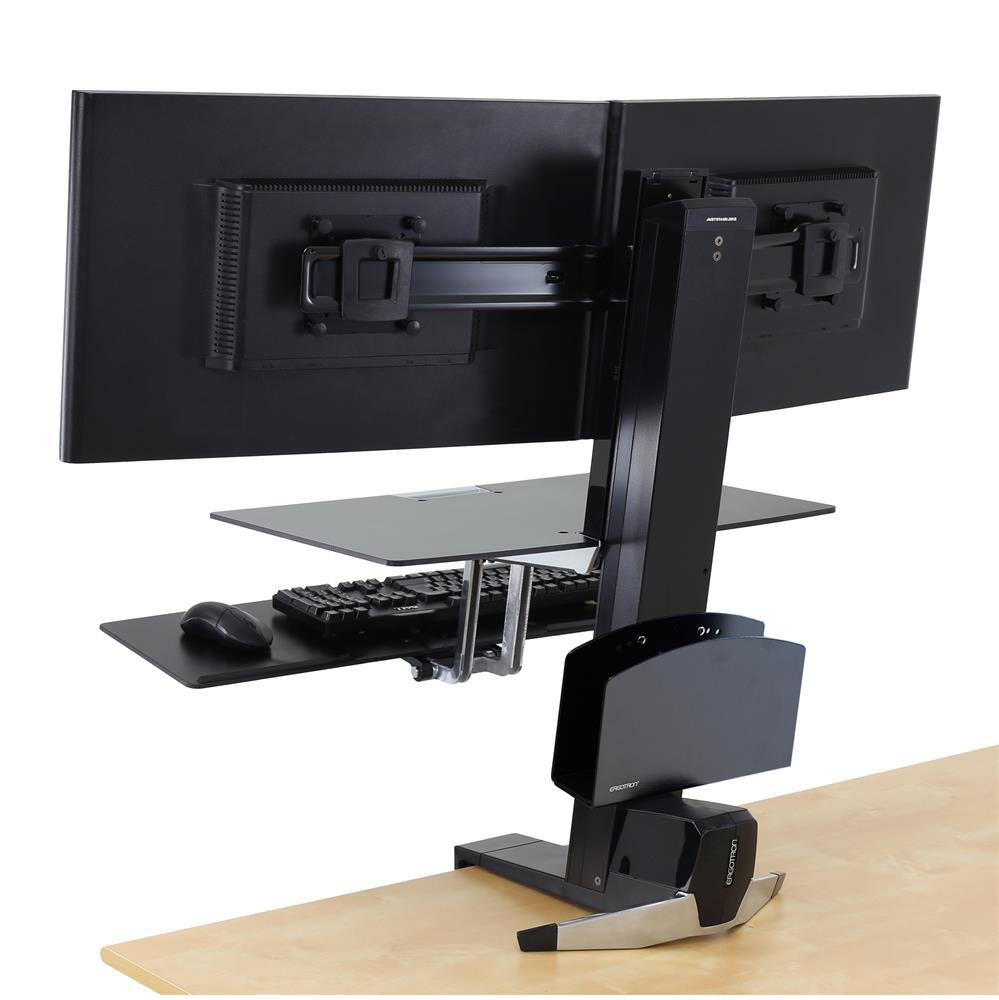 ErgoTron WorkFit-S, Dual Workstation with Worksurface (Black)