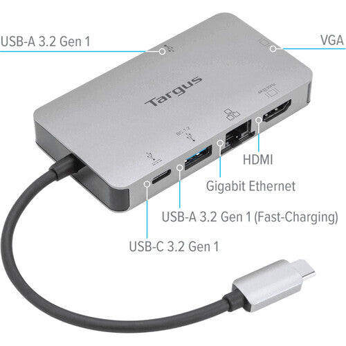 Targus USB-C Dual Port 4K Video Docking Station with HDMI/VGA and 100W PD Pass-Thru Space Gray