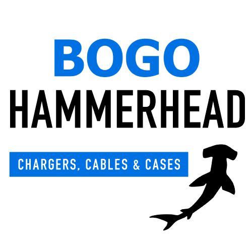 Logo with 'BOGO Hammerhead' text and a shark silhouette on a white background