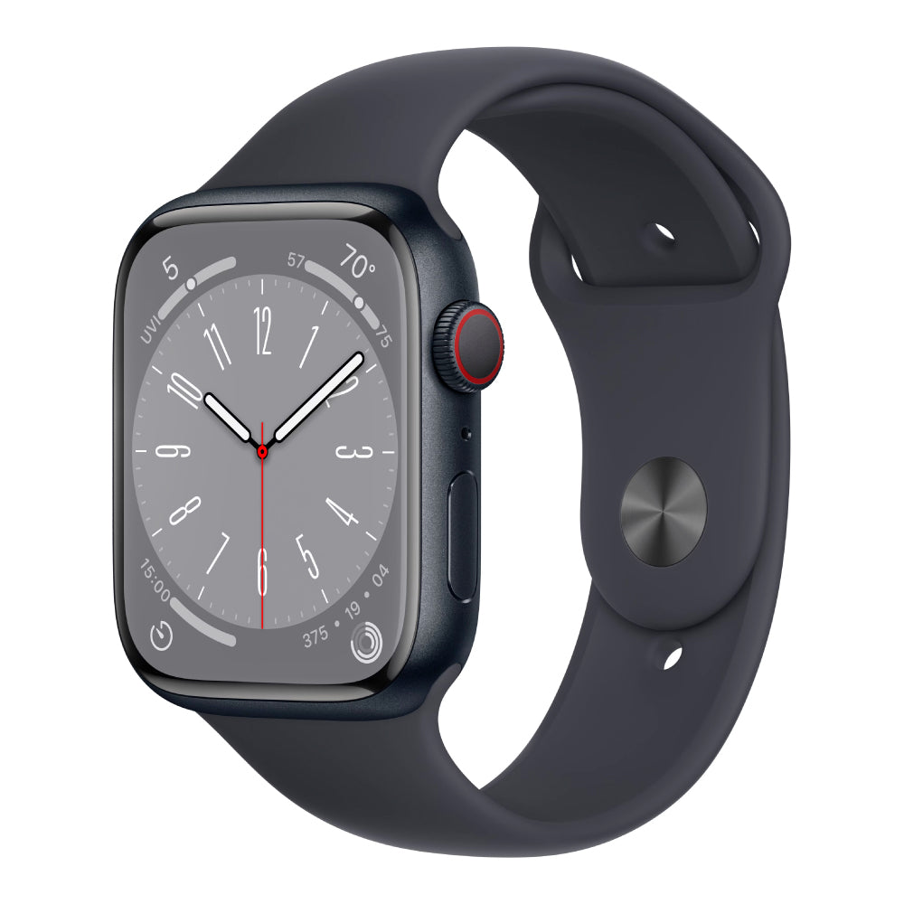 ♥ New, Factory Sealed - Apple Watch Series 8 GPS + Cellular 45mm Midnight  Aluminum Midnight Sport Band M/L MNVL3LL/A