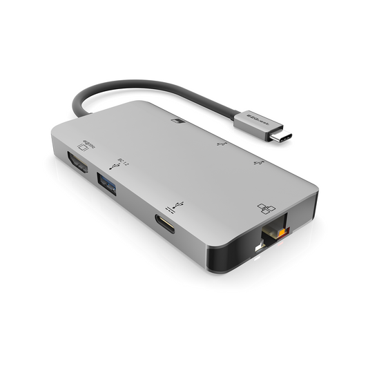 EZQuest USB-C to Multimedia Hub, HDMI 4K, USB 3.0, USB-C, 1000BT, SD/Micro Card