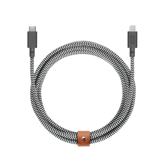 Native Union Belt Cable Ultra Strength USB-C to Lightning Cable 3 Meter - Zebra