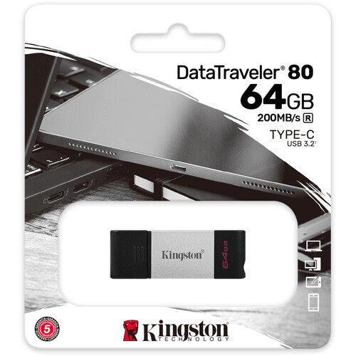 Kingston 80 64GB 3.2 (Gen 1) Type C Flash Drive – Small Dog Electronics