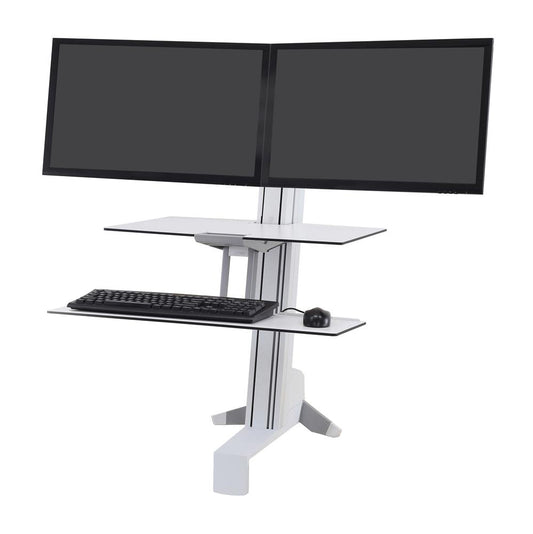 ErgoTron WorkFit-S, Dual Workstation with Worksurface (White)