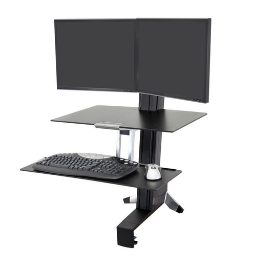 ErgoTron WorkFit-S, Dual Workstation with Worksurface (Black)