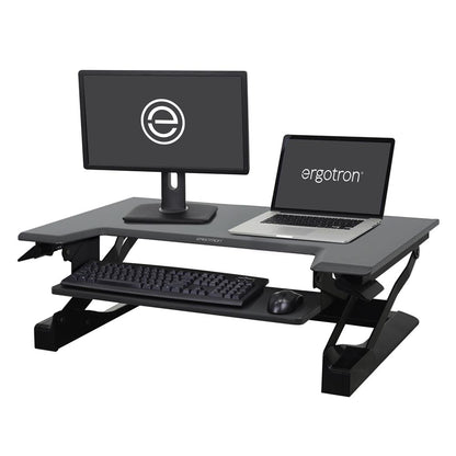 ErgoTron WorkFit-T, Standing Desk Workstation (Black, Grey Surface)