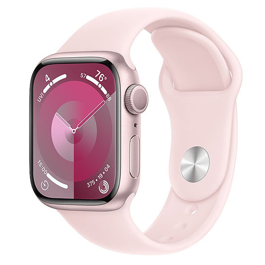 ♥ New, Factory Sealed - Apple Watch Series 9 GPS 41mm Pink Aluminum Case with Light Pink Sport Band - S/M