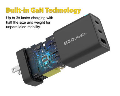 EZQuest UltimatePower 65W GaN II USB-C PD Wall Charger - Black