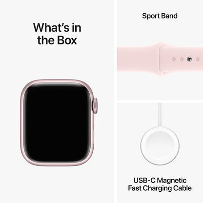 ♥ New, Factory Sealed - Apple Watch Series 9 GPS 41mm Pink Aluminum Case with Light Pink Sport Band - S/M