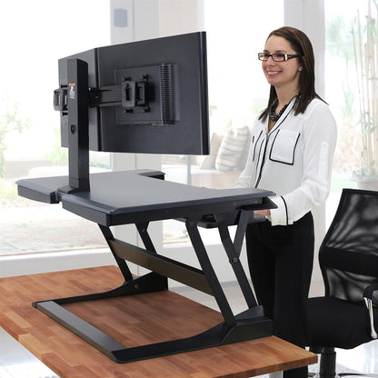 ErgoTron WorkFit-T, Standing Desk Workstation (Black, Grey Surface)