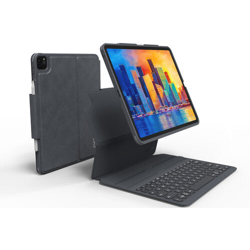 Zagg Pro Keys Keyboard/Cover Case for 12.9in iPad Pro - Apple iPad Tablet - Charcoal