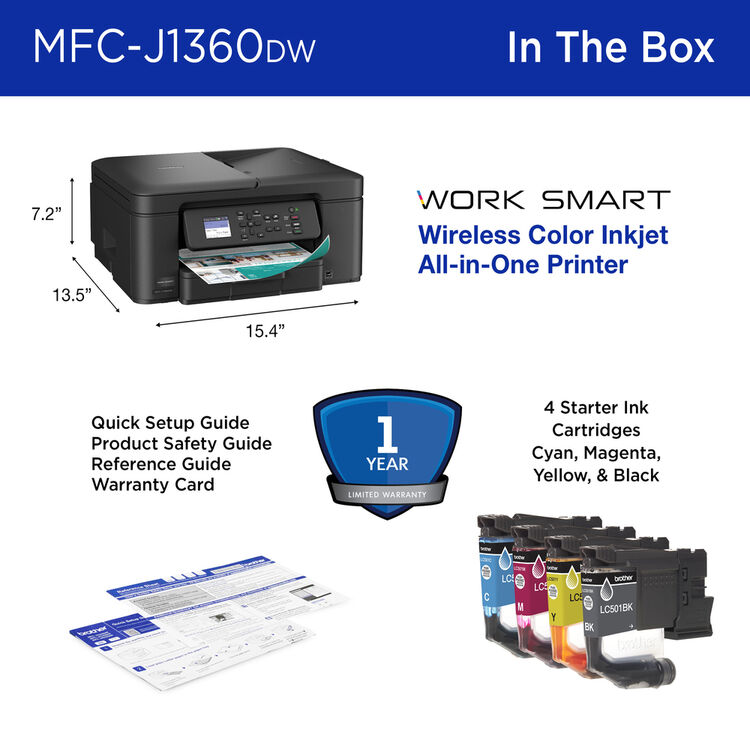 Brother MFC-J1360DW Wireless Color Inkjet All-in-One Printer