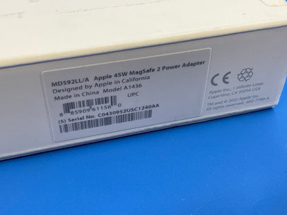 ♥ New, Open Box - Apple 45W Magsafe 2 Power Adapter MD592LL/A
