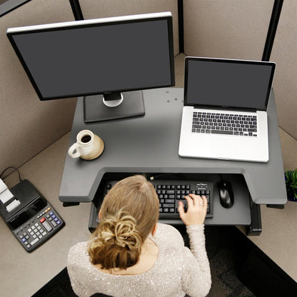 ErgoTron WorkFit-T, Standing Desk Workstation (Black, Grey Surface)