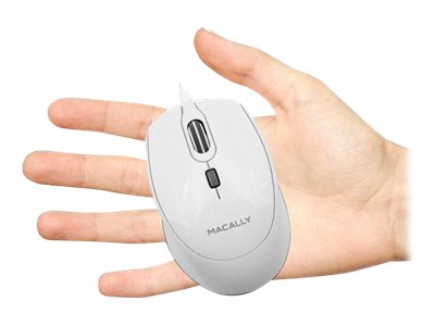 Macally USB-C Wired Optical URocket Mouse for Mac/PC - White