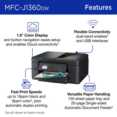 Brother MFC-J1360DW Wireless Color Inkjet All-in-One Printer