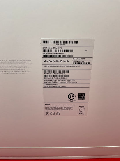 ♥New, Factory Sealed - Apple MacBook Air 15.3" M2 8/10-Core 16GB/256GPU space gray Z18L000PN (2023)