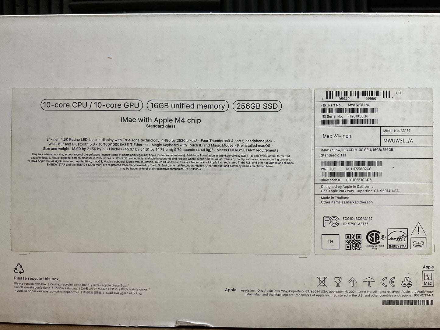 ♥ New, Factory Sealed - Apple iMac M4 16GB 256GB 10core TID 24 Yellow 2024 MWUW3LL/A