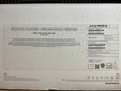 ♥ New, Factory Sealed - Apple iMac M4 16GB 256GB 10core TID 24 Yellow 2024 MWUW3LL/A