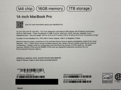 ♥ New, Factory Sealed - MacBook Pro M4 14-Inch 10/10-Core 16GB/1TB Silver MW2X3LL/A