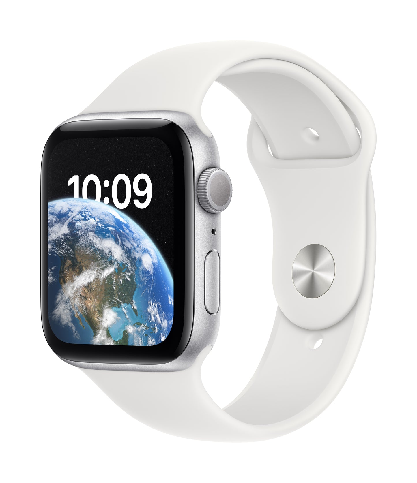 Apple Watch SE GPS 44mm Silver Aluminum Case with White Sport Band - M/L