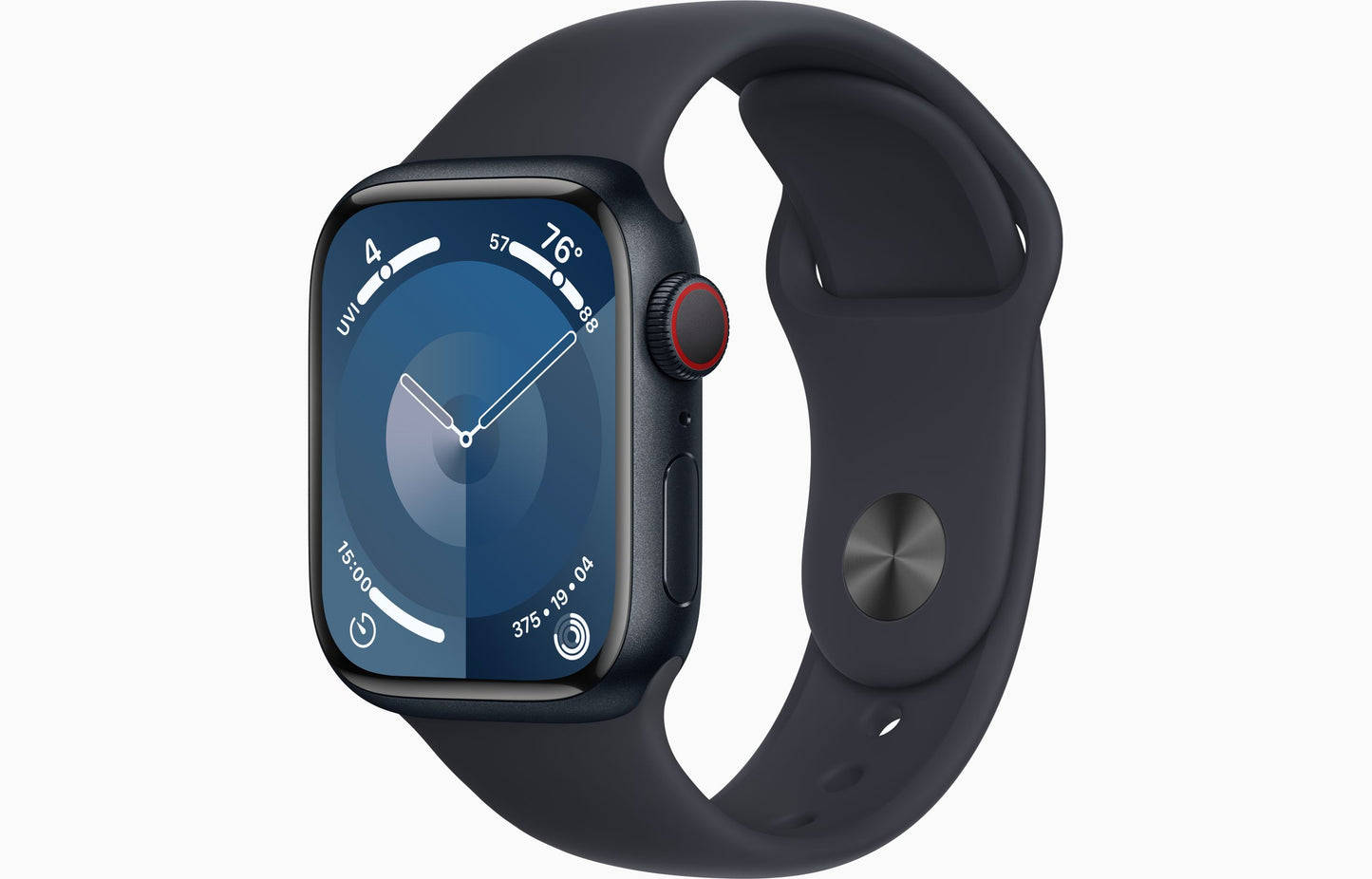Apple Watch Series 9 GPS + Cellular 41mm Midnight Aluminum Case with Midnight Sport Band - S/M
