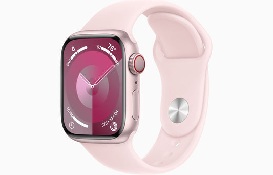 Apple Watch Series 9 GPS + Cellular 41mm Pink Aluminum Case with Light Pink Sport Band - S/M