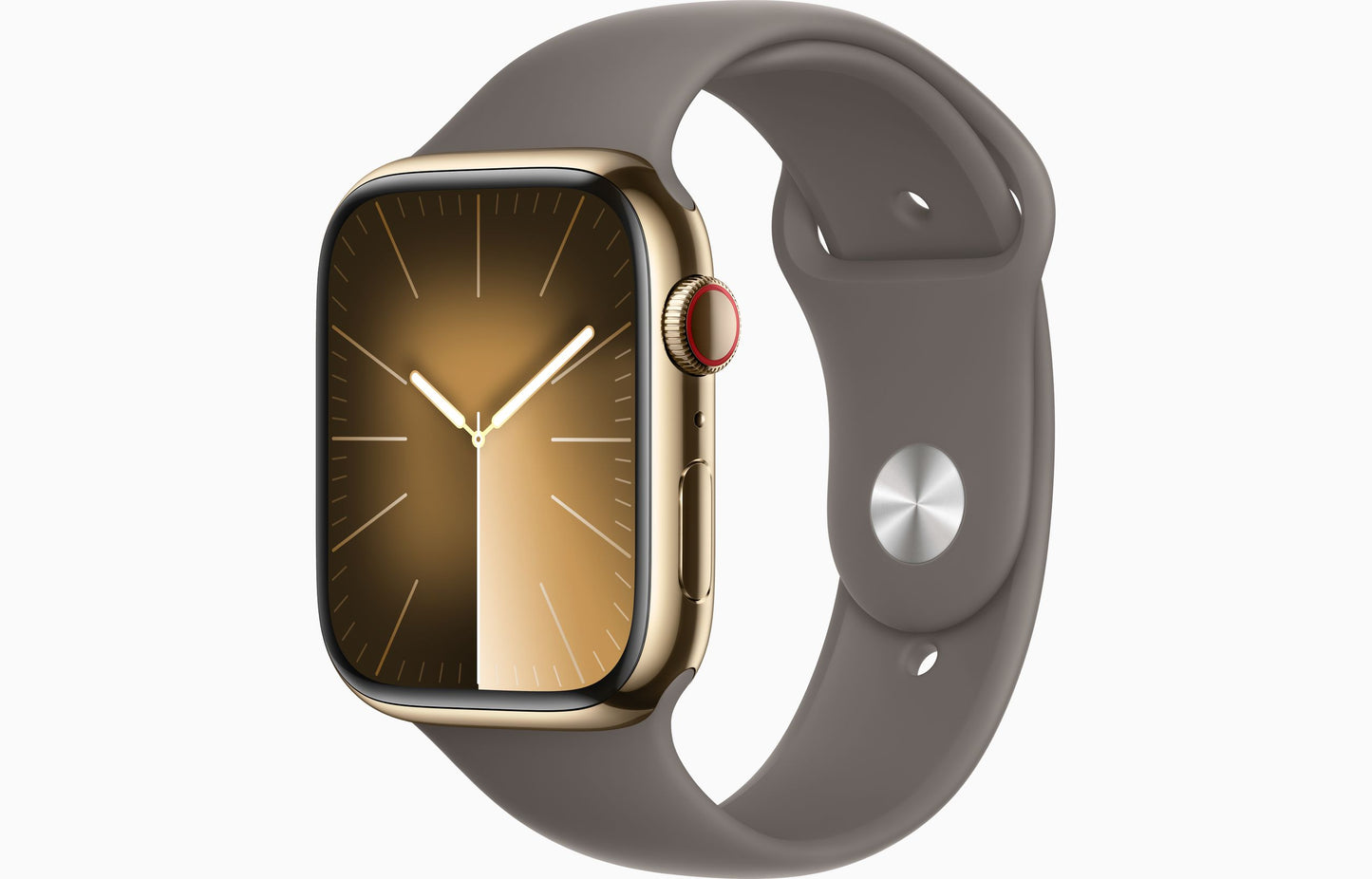 Apple Watch Series 9 GPS + Cellular 45mm Gold Stainless Steel Case with Clay Sport Band - S/M