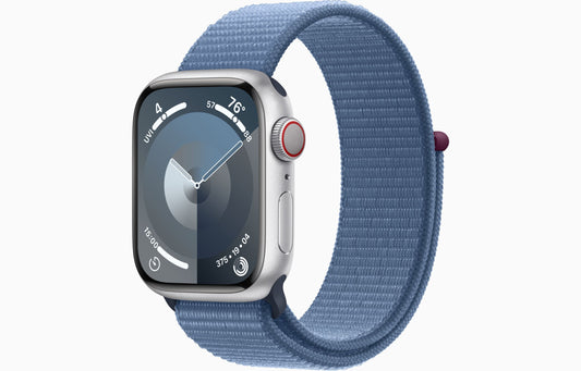 Apple Watch Series 9 GPS + Cellular 41mm Silver Aluminum Case with Winter Blue Sport Loop