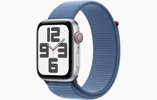 Apple Watch SE GPS + Cellular 44mm Silver Aluminum Case with Winter Blue Sport Loop