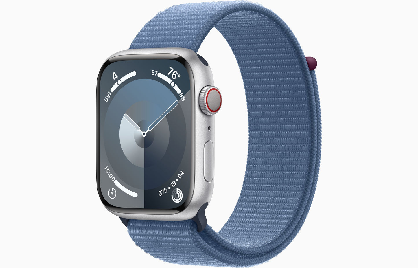 Apple Watch Series 9 GPS + Cellular 45mm Silver Aluminum Case with Winter Blue Sport Loop