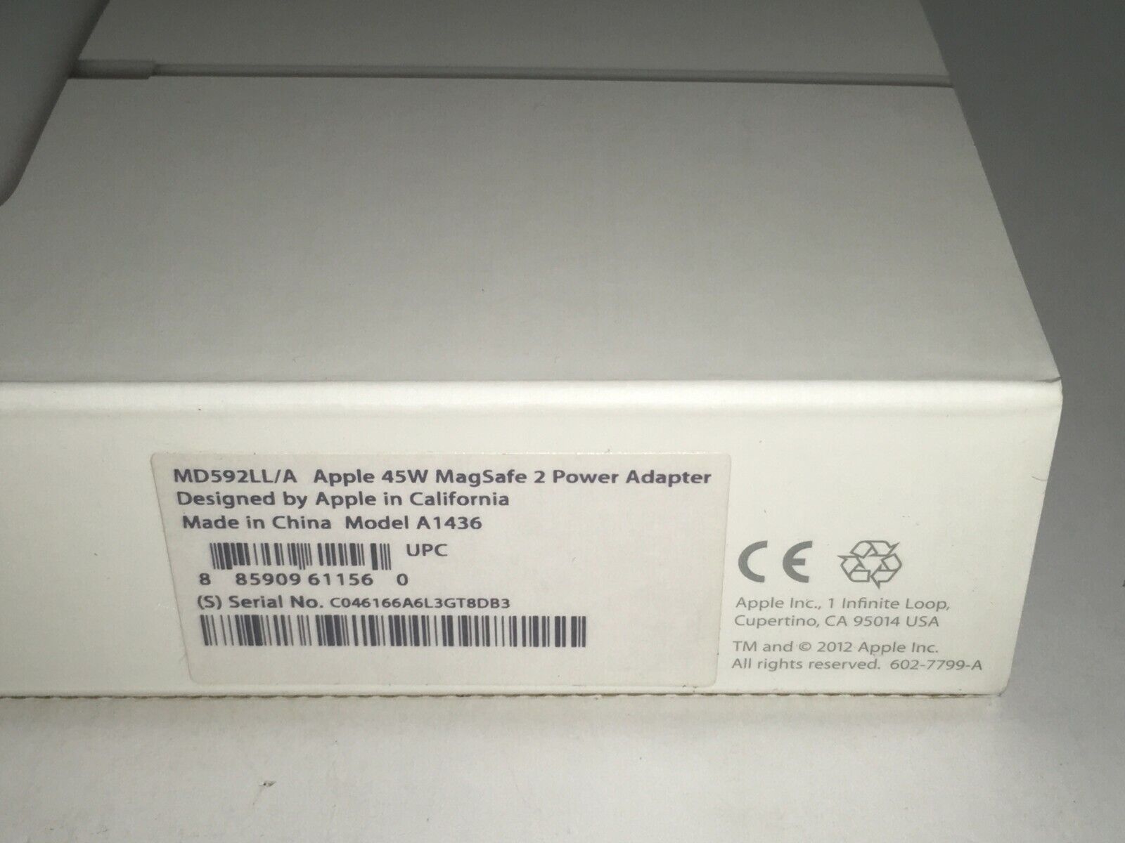 Apple 45W MagSafe 2 Power Adapter (A1436) - MacBook Air (2012-2017)