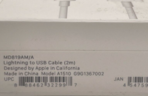 ♥ New, Factory Sealed - Apple USB Type-A to Lightning Cable 2 Meter (6.6') MD819AM/A